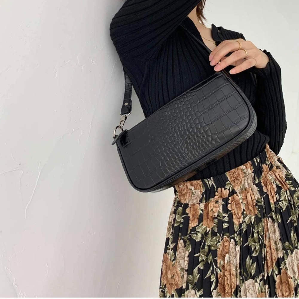 y2k crocodile pattern shoulder bag